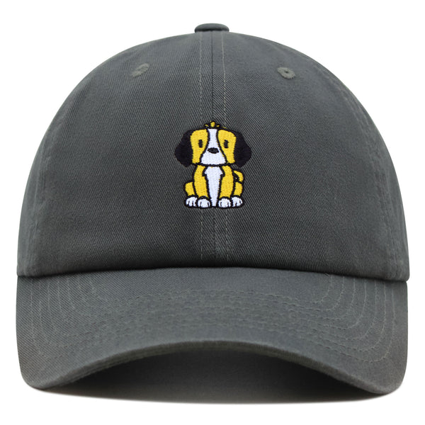 Doggy Premium Dad Hat Embroidered Cotton Baseball Cap Sitting Puppy