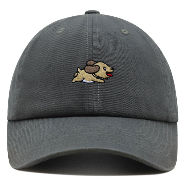 Cute Dog Running Premium Dad Hat Embroidered Cotton Baseball Cap Puppy Run