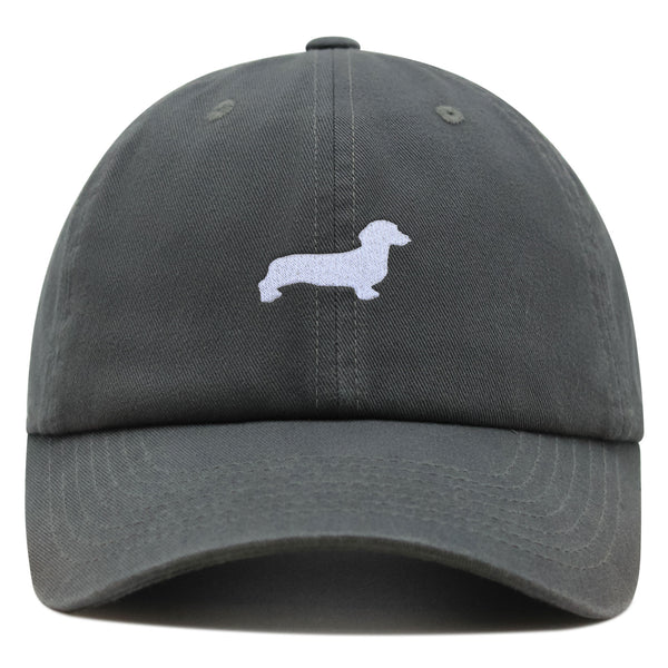 Dachshund Silhouette Premium Dad Hat Embroidered Cotton Baseball Cap Outline