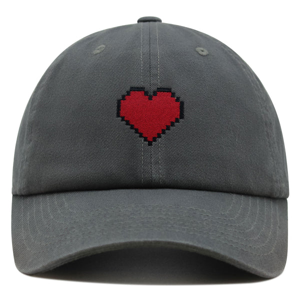 Pixel Heart Premium Dad Hat Embroidered Cotton Baseball Cap