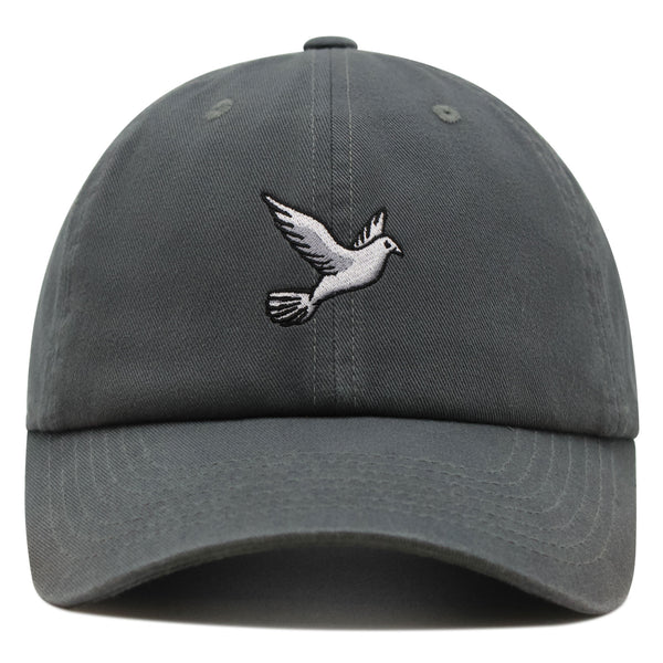 Flying White Dove Premium Dad Hat Embroidered Cotton Baseball Cap White Piegon