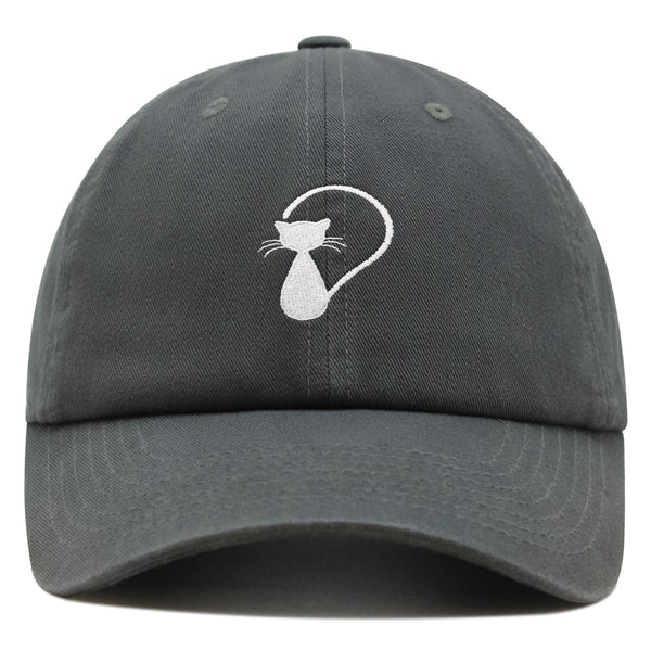 Cat Silhouette Premium Dad Hat Embroidered Cotton Baseball Cap White Kitty