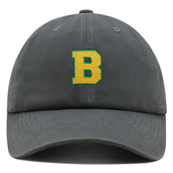 Initial B College Letter Premium Dad Hat Embroidered Cotton Baseball Cap Yellow Alphabet