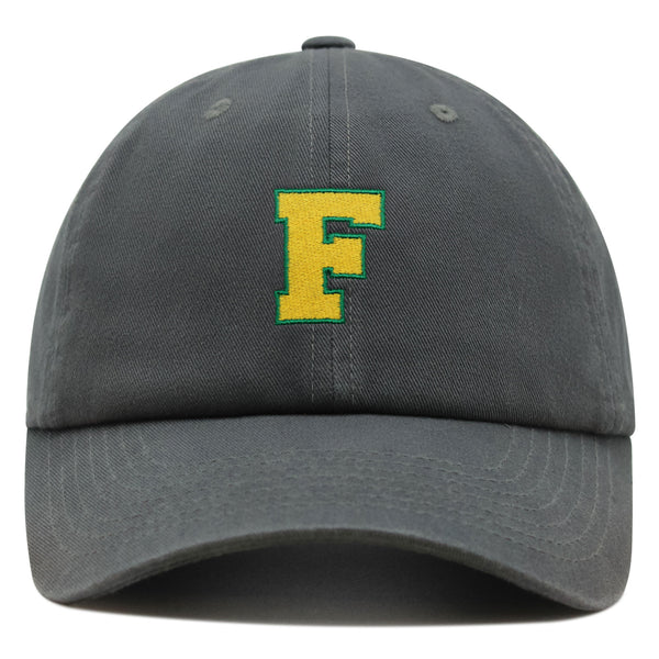 Initial F College Letter Premium Dad Hat Embroidered Cotton Baseball Cap Yellow Alphabet