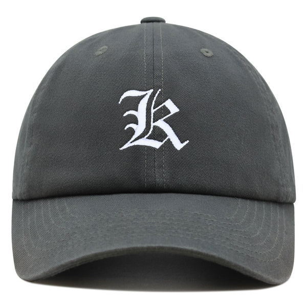 Old English Letter K Premium Dad Hat Embroidered Cotton Baseball Cap English Alphabet