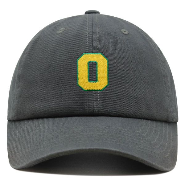 Initial O College Letter Premium Dad Hat Embroidered Cotton Baseball Cap Yellow Alphabet