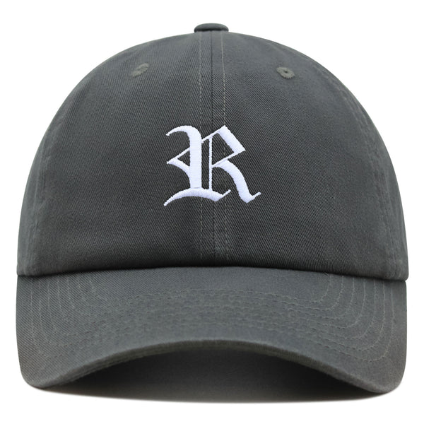 Old English Letter R Premium Dad Hat Embroidered Cotton Baseball Cap English Alphabet