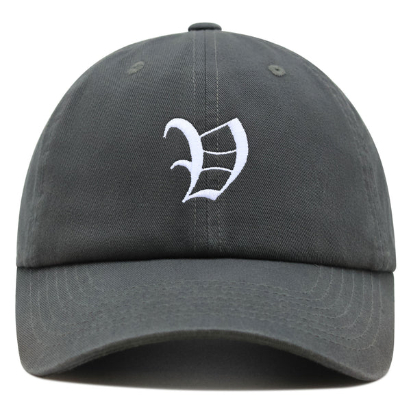 Old English Letter V Premium Dad Hat Embroidered Cotton Baseball Cap English Alphabet