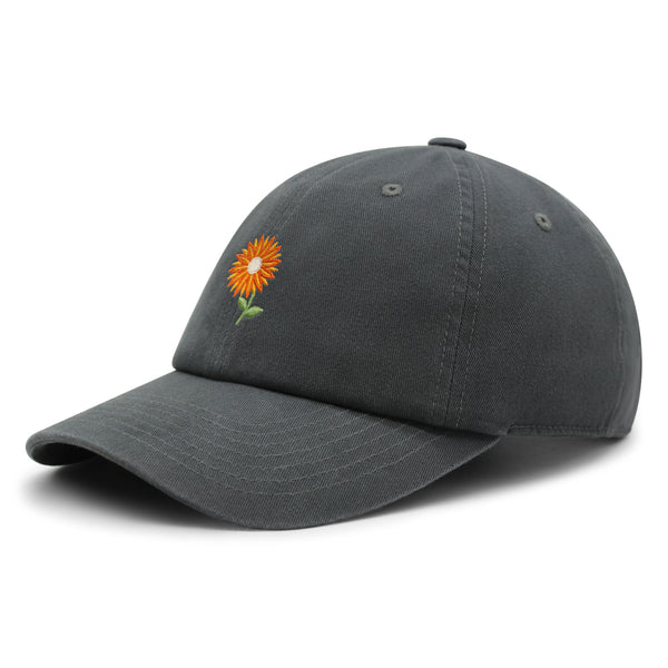 Orange Flower Premium Dad Hat Embroidered Baseball Cap Floral