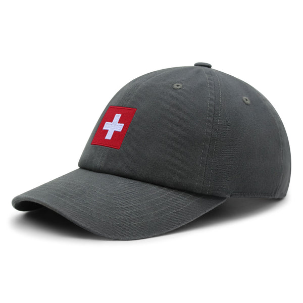 Swiss Flag Premium Dad Hat Embroidered Cotton Baseball Cap Soccer