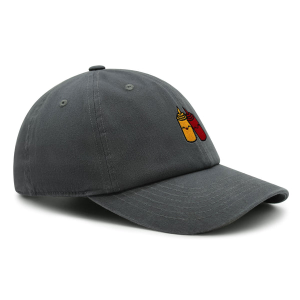 Ketchup and Mustard Premium Dad Hat Embroidered Baseball Cap Foodie Sauces Ketchut Mustard