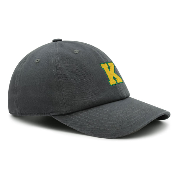 Initial K College Letter Premium Dad Hat Embroidered Cotton Baseball Cap Yellow Alphabet