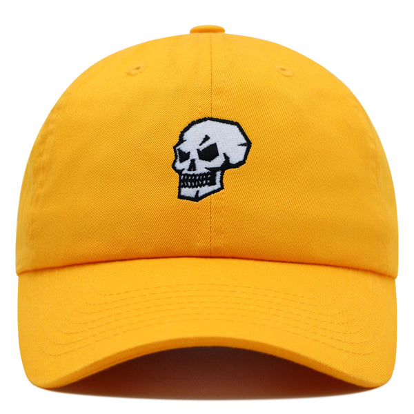 Skull Side View Premium Dad Hat Embroidered Baseball Cap Grunge