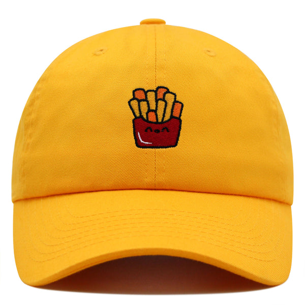 Smiling French Fries Premium Dad Hat Embroidered Baseball Cap Chips Fast Food