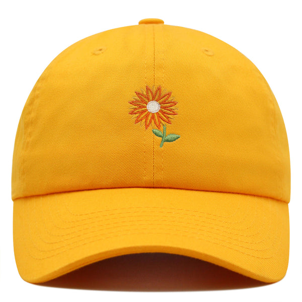 Orange Flower Premium Dad Hat Embroidered Baseball Cap Floral