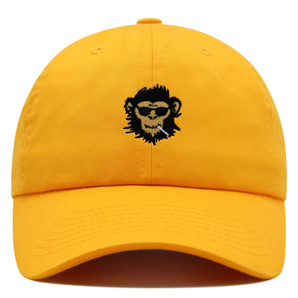 Smoking Monkey Premium Dad Hat Embroidered Baseball Cap Wild Animal Funny