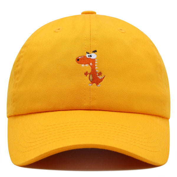 Funny Orange Dinosaur Premium Dad Hat Embroidered Baseball Cap  Funny Dino