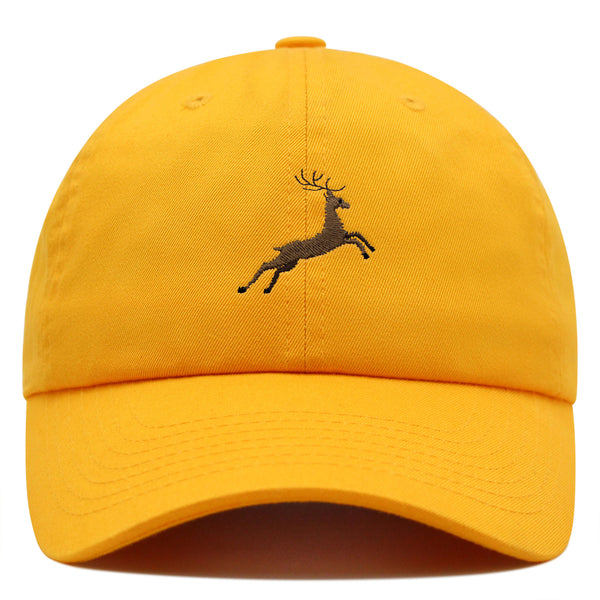 Deer Premium Dad Hat Embroidered Baseball Cap Hunting Jumping