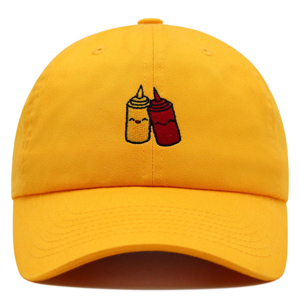 Ketchup and Mustard Premium Dad Hat Embroidered Baseball Cap Foodie Sauces Ketchut Mustard