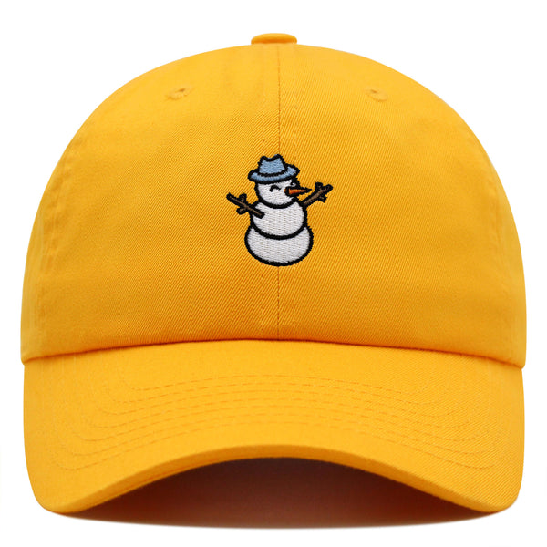 Snowman Premium Dad Hat Embroidered Baseball Cap Winter Snow