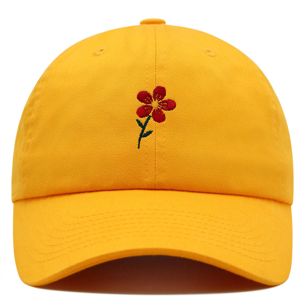 Red Flower Premium Dad Hat Embroidered Baseball Cap Floral