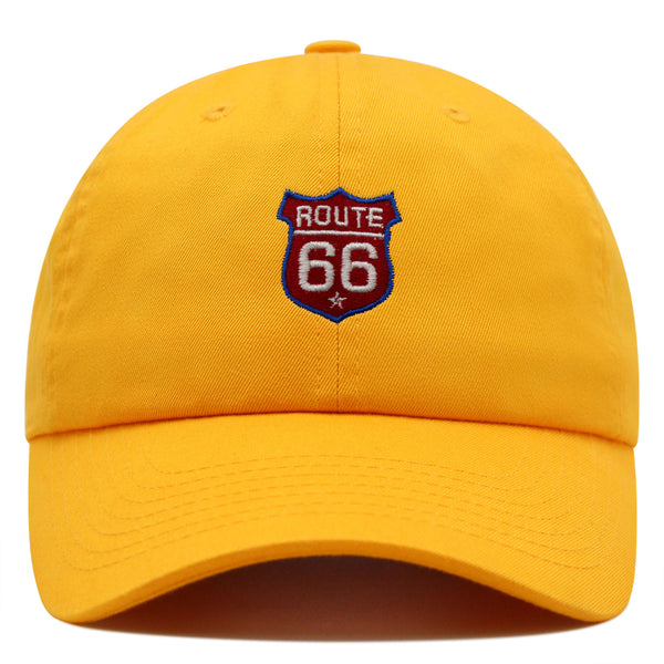 Route 66 Premium Dad Hat Embroidered Baseball Cap Roadtrip Highway 66