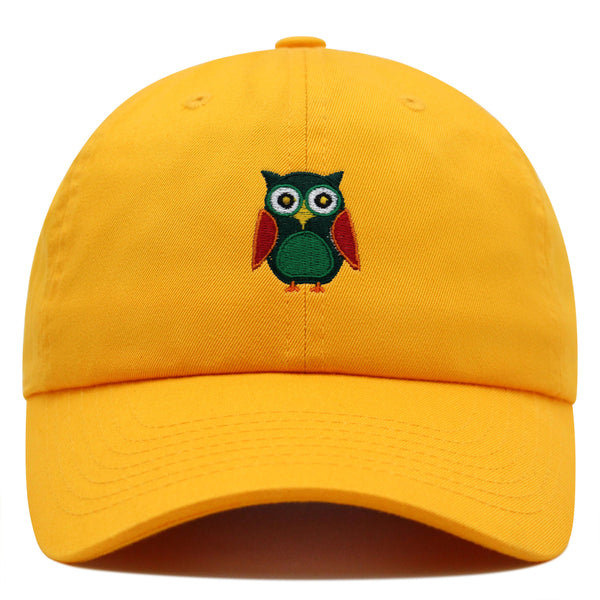 Owl Premium Dad Hat Embroidered Baseball Cap Bird Green