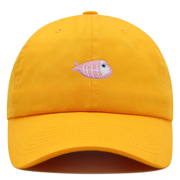 Fishbone Premium Dad Hat Embroidered Baseball Cap Pink Bone