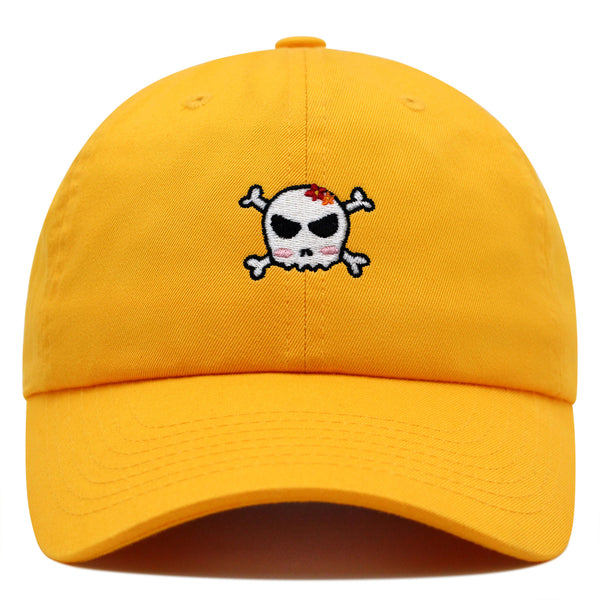 Skull Premium Dad Hat Embroidered Baseball Cap Ribbon Girly