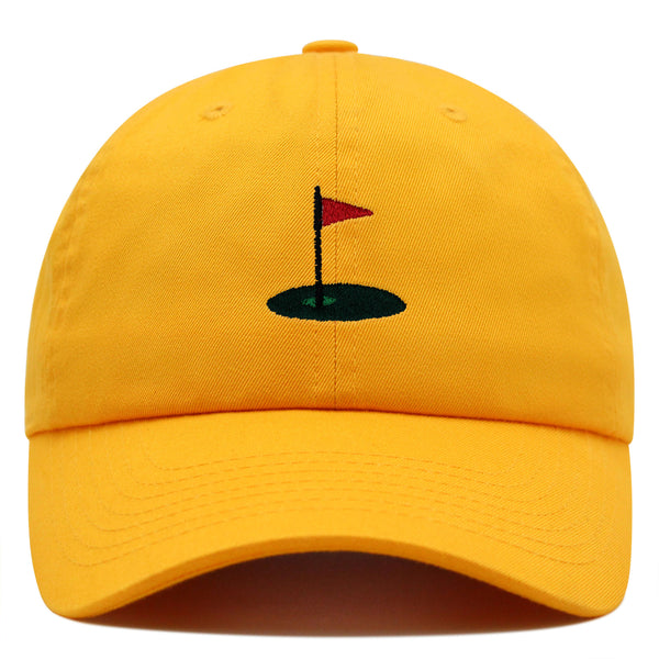 Golf Cup Premium Dad Hat Embroidered Baseball Cap Golf Ball Hole Flagstick Pin