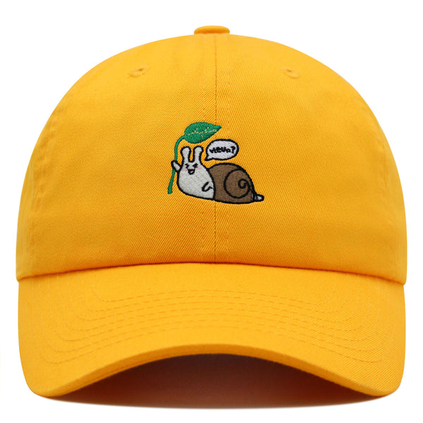 Hello Snail Premium Dad Hat Embroidered Baseball Cap Cute Character