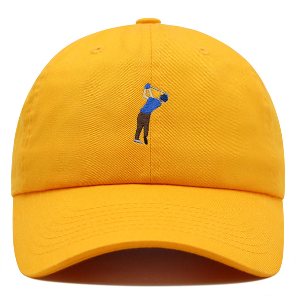 Golfer Premium Dad Hat Embroidered Baseball Cap Gold Swing