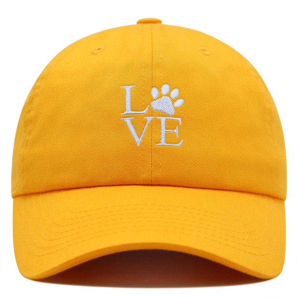 Love Paw Premium Dad Hat Embroidered Cotton Baseball Cap Love Sign