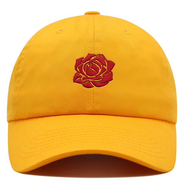 Red Rose Premium Dad Hat Embroidered Cotton Baseball Cap Flower