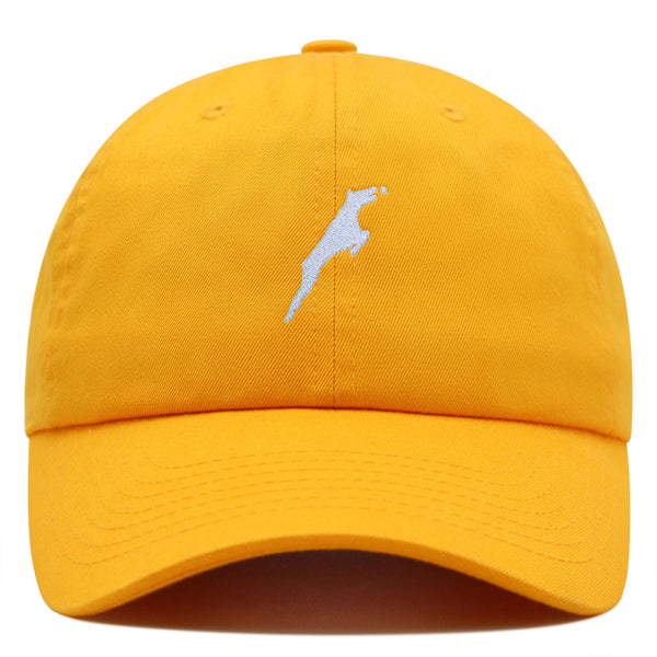 Jumping Dog Silhouette Premium Dad Hat Embroidered Cotton Baseball Cap Outline