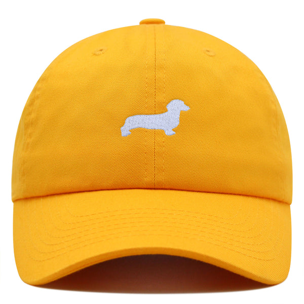 Dachshund Silhouette Premium Dad Hat Embroidered Cotton Baseball Cap Outline