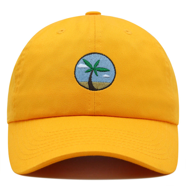 Oasis Palm Tree Premium Dad Hat Embroidered Cotton Baseball Cap