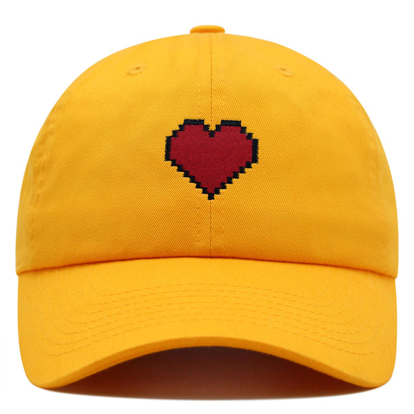 Pixel Heart Premium Dad Hat Embroidered Cotton Baseball Cap