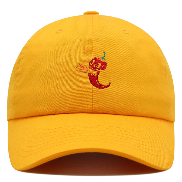 Jalapeno Skull Premium Dad Hat Embroidered Cotton Baseball Cap Spicy Pepper