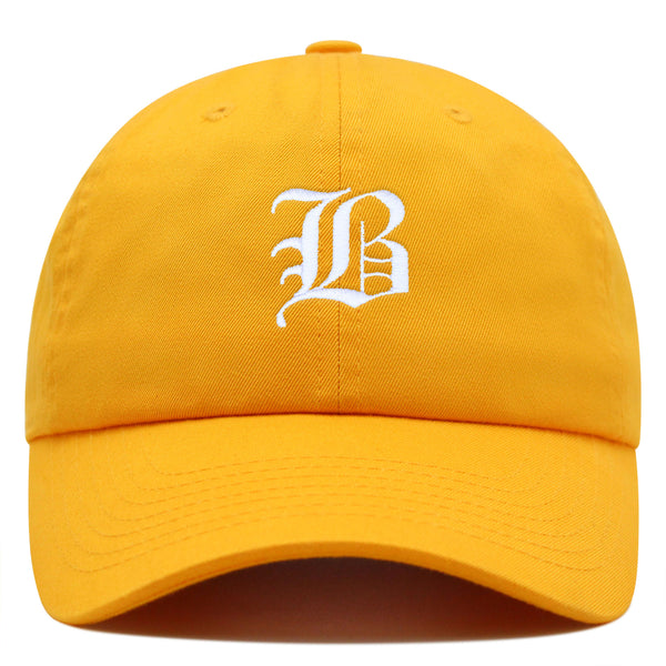 Old English Letter B Premium Dad Hat Embroidered Cotton Baseball Cap English Alphabet