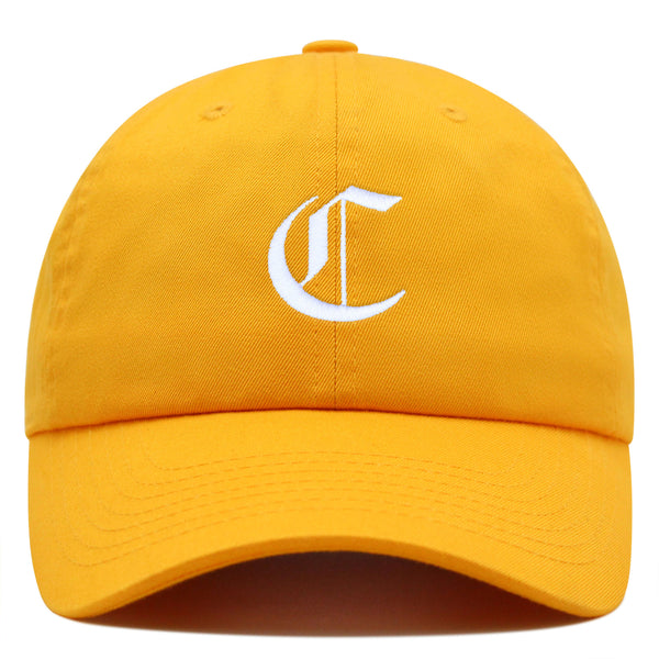 Old English Letter C Premium Dad Hat Embroidered Cotton Baseball Cap English Alphabet