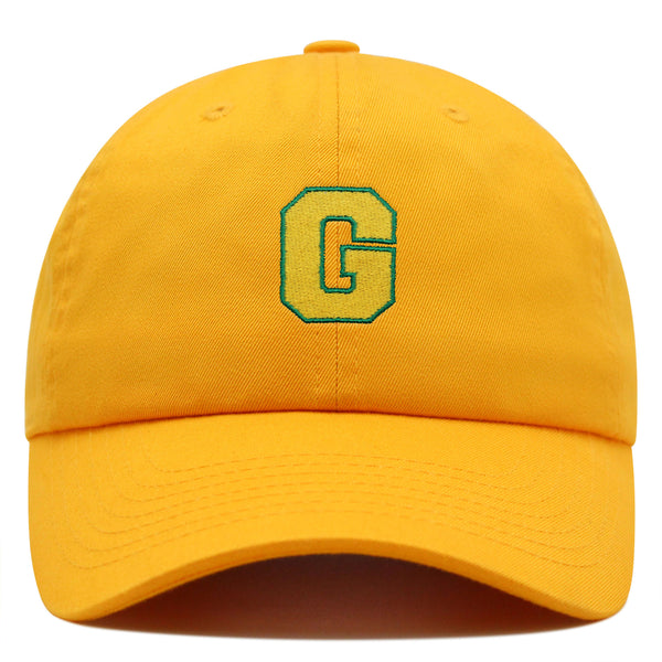 Initial G College Letter Premium Dad Hat Embroidered Cotton Baseball Cap Yellow Alphabet