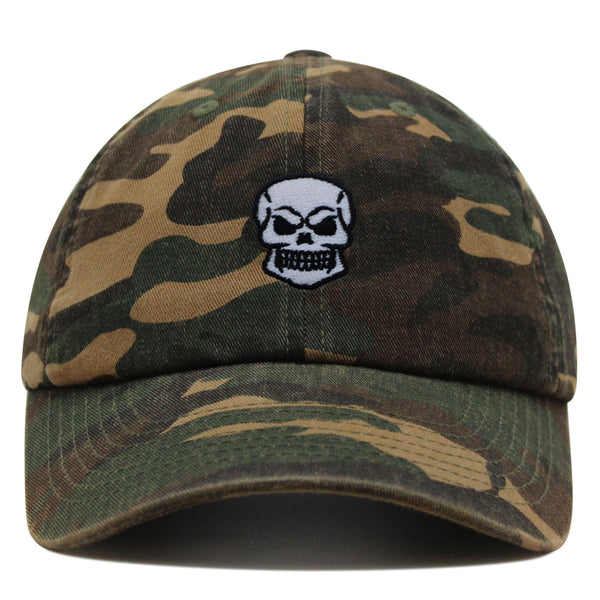 Skull Front View Premium Dad Hat Embroidered Baseball Cap Grunge