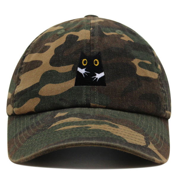 Hugs Premium Dad Hat Embroidered Baseball Cap Black Cat Mom