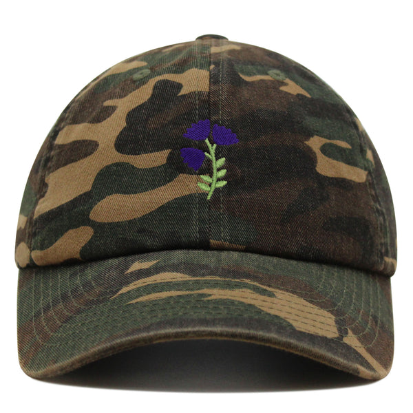 Purple flower Premium Dad Hat Embroidered Baseball Cap Purple Floral