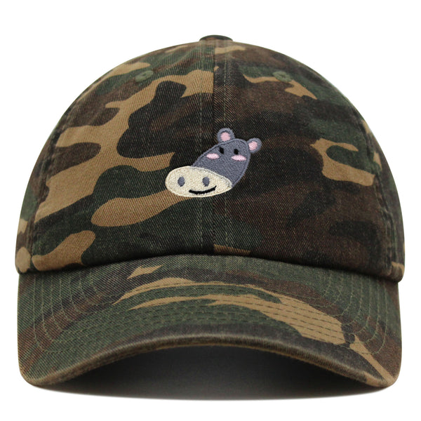 Cute Hippo Face Premium Dad Hat Embroidered Baseball Cap Zoo Hippopotamus