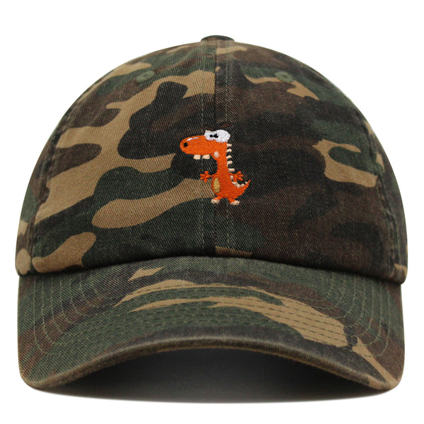 Funny Orange Dinosaur Premium Dad Hat Embroidered Baseball Cap  Funny Dino