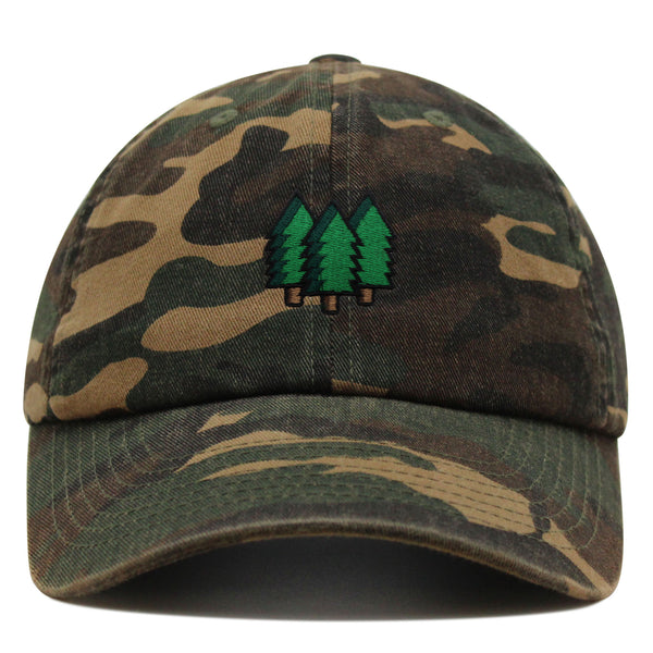 Trees Premium Dad Hat Embroidered Baseball Cap Forest Hiking