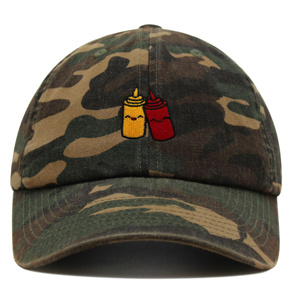 Ketchup and Mustard Premium Dad Hat Embroidered Baseball Cap Foodie Sauces Ketchut Mustard