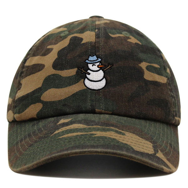 Snowman Premium Dad Hat Embroidered Baseball Cap Winter Snow